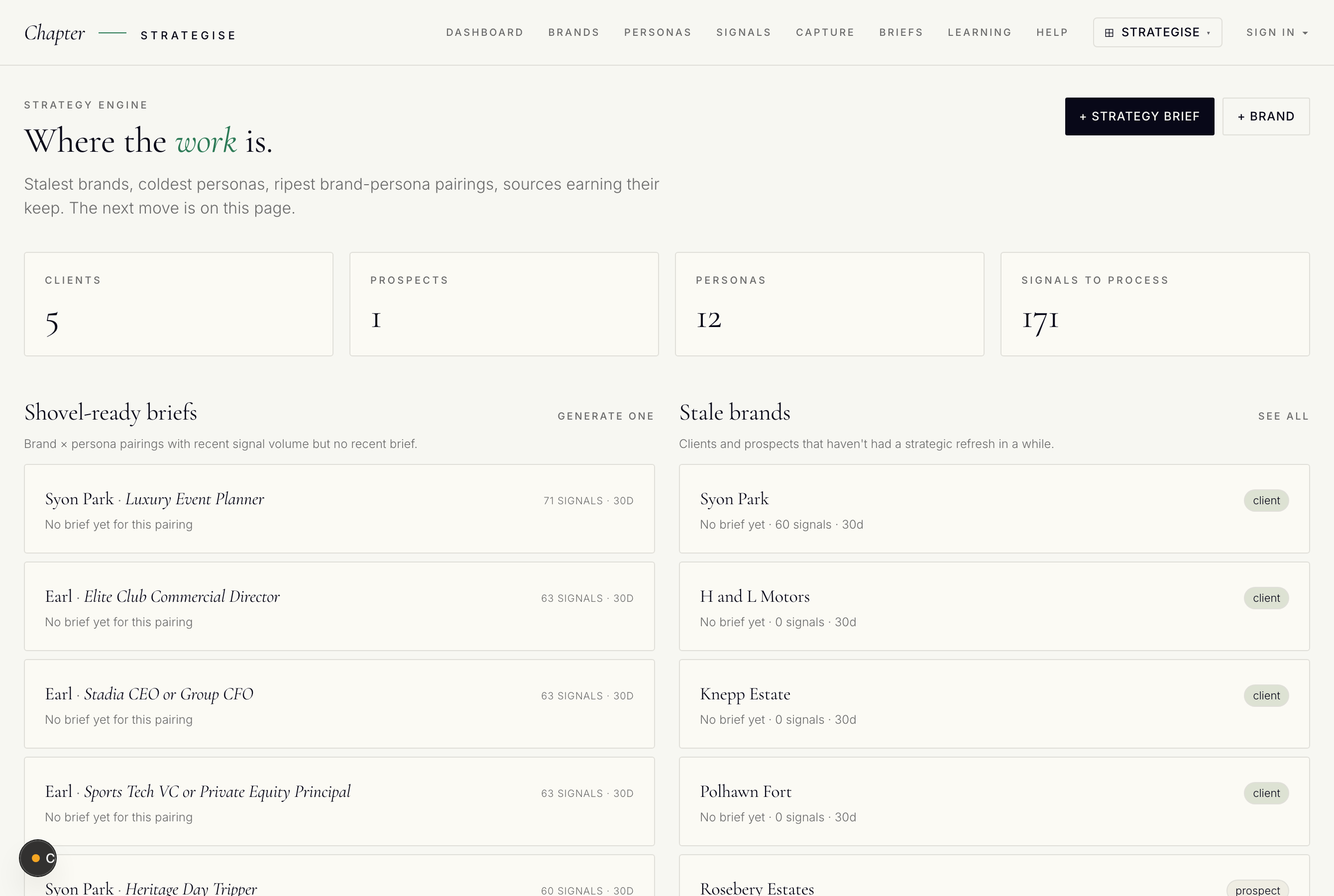 Strategise — the strategy engine dashboard